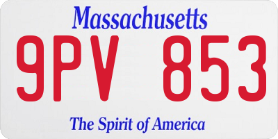 MA license plate 9PV853