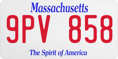 MA license plate 9PV858