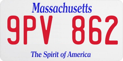 MA license plate 9PV862