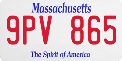 MA license plate 9PV865