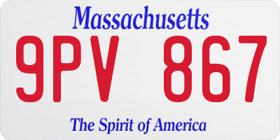 MA license plate 9PV867