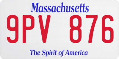 MA license plate 9PV876