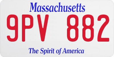 MA license plate 9PV882