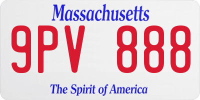 MA license plate 9PV888