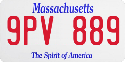 MA license plate 9PV889