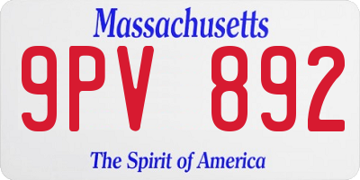 MA license plate 9PV892
