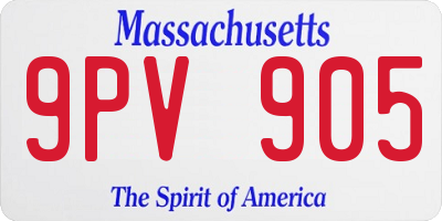 MA license plate 9PV905