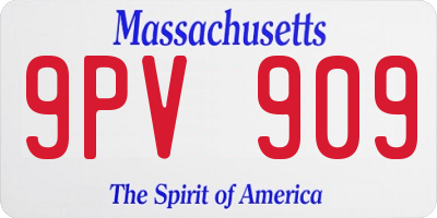 MA license plate 9PV909