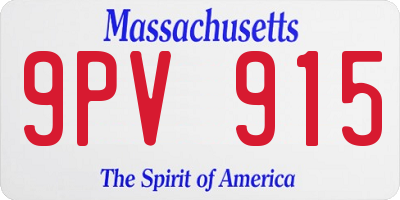 MA license plate 9PV915