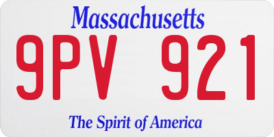 MA license plate 9PV921
