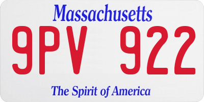 MA license plate 9PV922