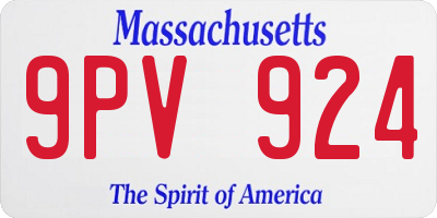 MA license plate 9PV924