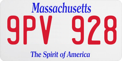 MA license plate 9PV928