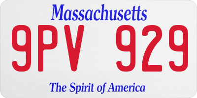 MA license plate 9PV929