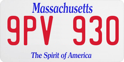 MA license plate 9PV930