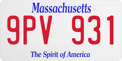 MA license plate 9PV931