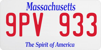 MA license plate 9PV933