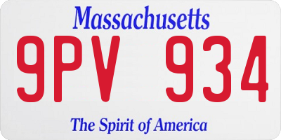 MA license plate 9PV934