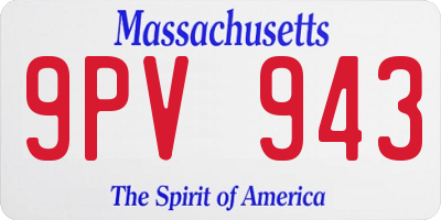 MA license plate 9PV943