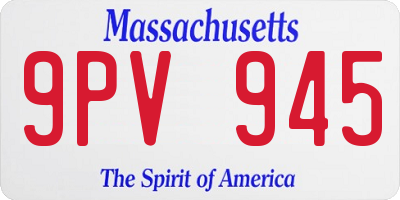 MA license plate 9PV945
