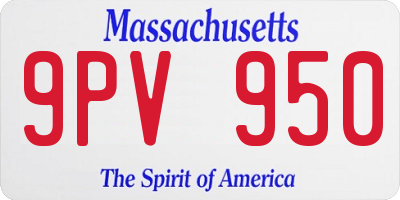 MA license plate 9PV950