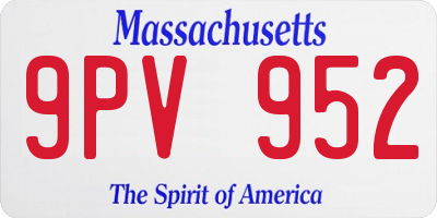 MA license plate 9PV952