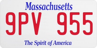 MA license plate 9PV955