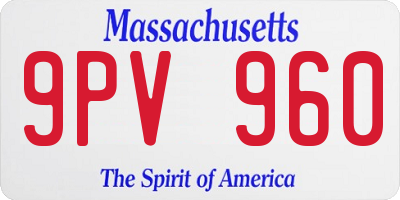 MA license plate 9PV960