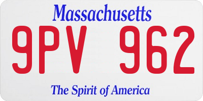 MA license plate 9PV962