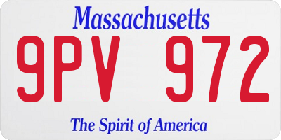 MA license plate 9PV972