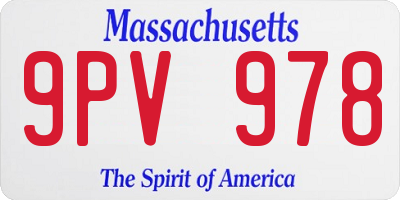 MA license plate 9PV978