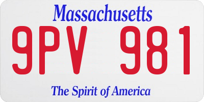 MA license plate 9PV981