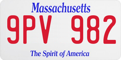 MA license plate 9PV982