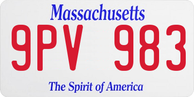 MA license plate 9PV983