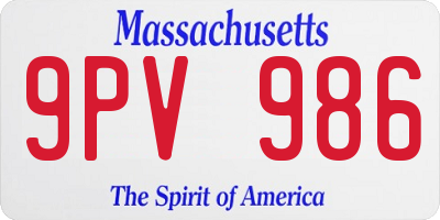 MA license plate 9PV986