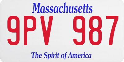 MA license plate 9PV987