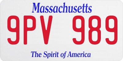 MA license plate 9PV989