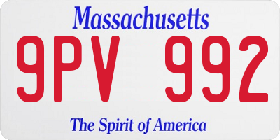 MA license plate 9PV992