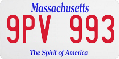 MA license plate 9PV993