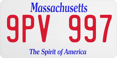 MA license plate 9PV997