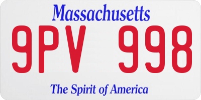 MA license plate 9PV998