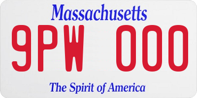 MA license plate 9PW000