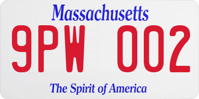 MA license plate 9PW002