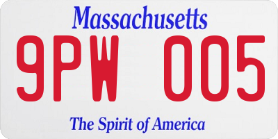 MA license plate 9PW005