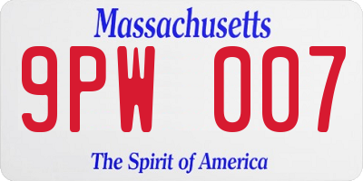 MA license plate 9PW007