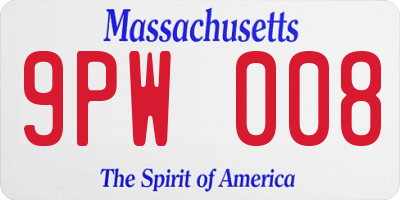 MA license plate 9PW008