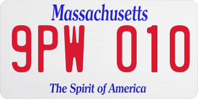 MA license plate 9PW010