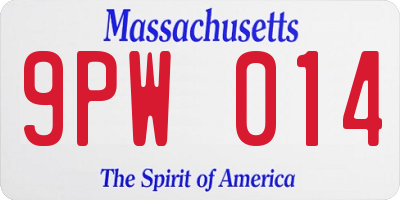MA license plate 9PW014