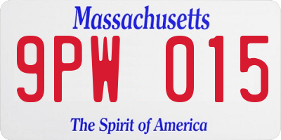 MA license plate 9PW015
