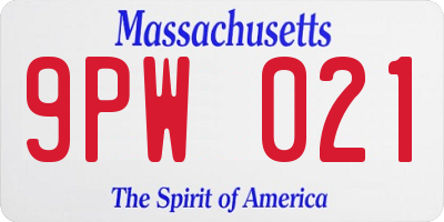 MA license plate 9PW021